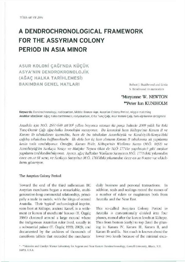 (PDF) A Dendrochronological Framework for the Assyrian Colony Period in