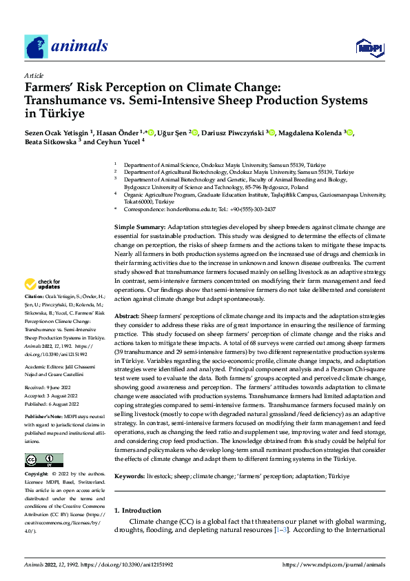 (PDF) Farmers’ Risk Perception on Climate Change: Transhumance vs. Semi ...