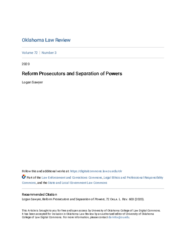 (PDF) Reform Prosecutors and Separation of Powers