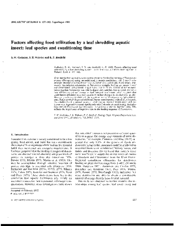 (PDF) Factors affecting food utilization by a leaf shredding aquatic ...
