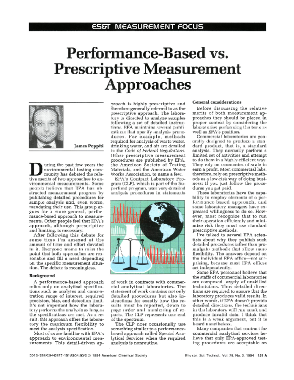 (PDF) Performance-Based vs. Prescriptive Measurement Approaches