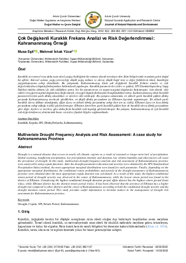 (PDF) Multivariate Drought Frequency Analysis and Risk Assessment: A ...