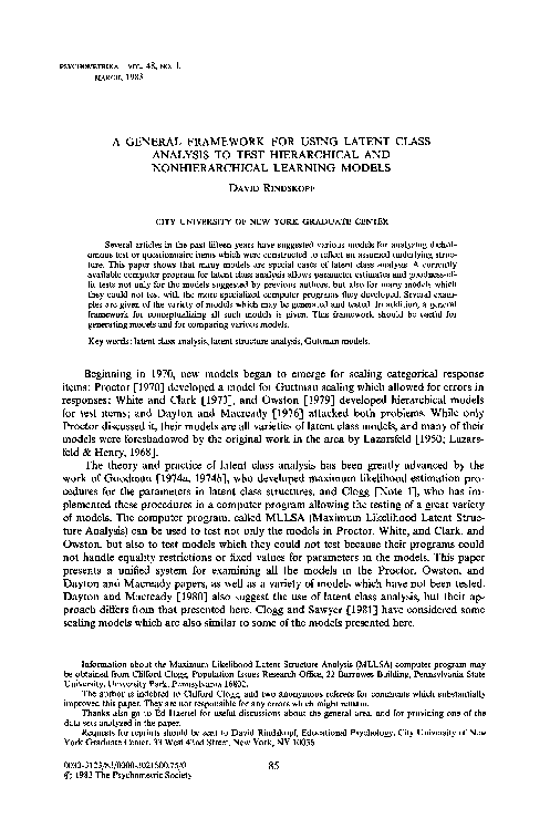 (PDF) A general framework for using latent class analysis to test ...