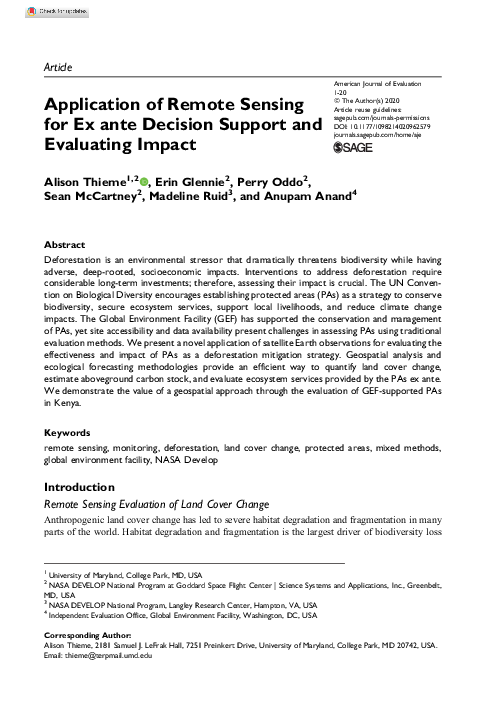 (PDF) Application of Remote Sensing for Ex Ante Decision Support and ...