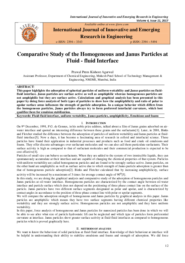 (PDF) Comparative Study of the Homogeneous and Janus Particles at Fluid ...