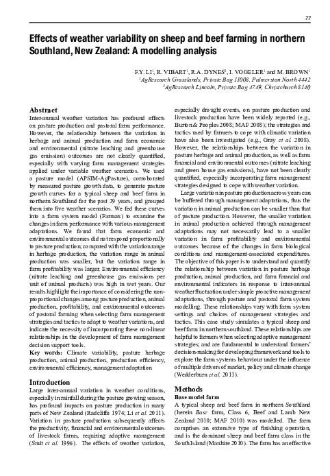 (PDF) Effects of weather variability on sheep and beef farming in ...
