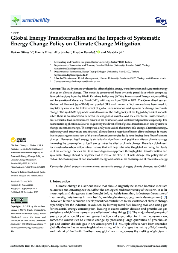 (PDF) Global Energy Transformation and the Impacts of Systematic Energy ...