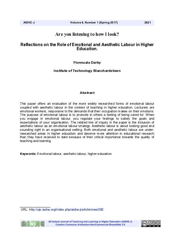(PDF) Are you listening to how I look ? Reflections on the Role of ...