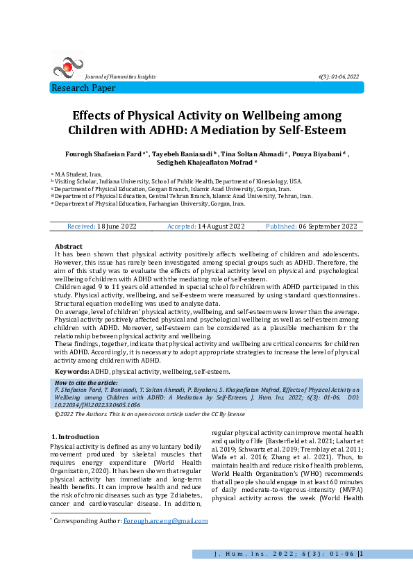 (PDF) Effects of Physical Activity on Wellbeing among Children with ...