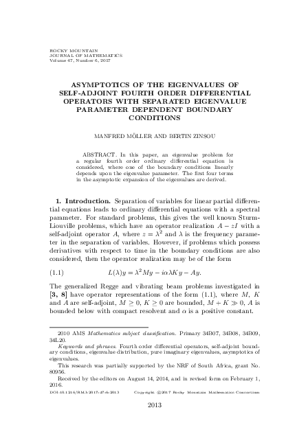(PDF) Asymptotics of the Eigenvalues of Self-adjoint Fourth Order ...