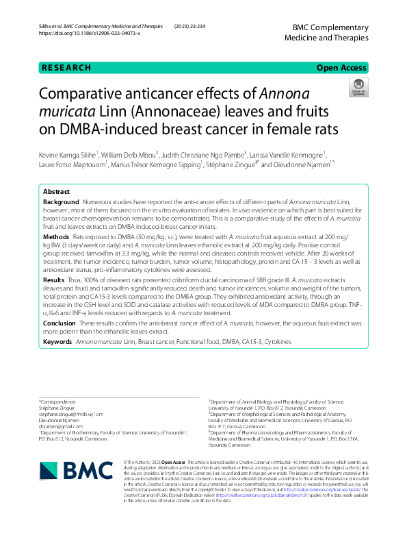 (PDF) Comparative anticancer effects of Annona muricata Linn ...