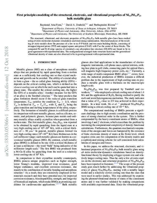 (PDF) First principles modeling of the structural, electronic, and ...