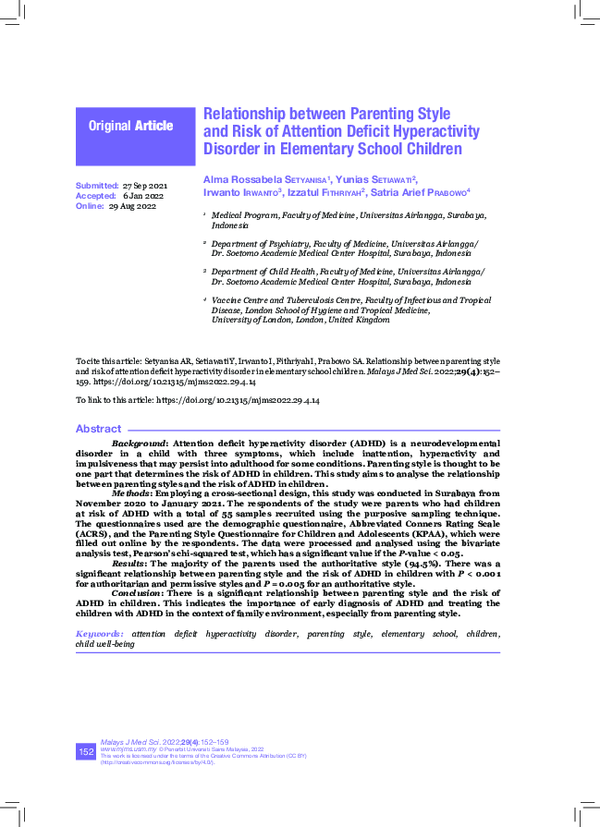 (PDF) Relationship between Parenting Style and Risk of Attention ...