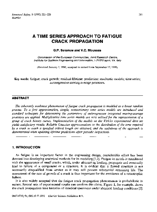(PDF) A time series approach to fatigue crack propagation