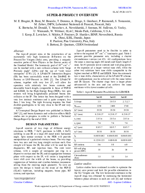 (PDF) Super-B project overview