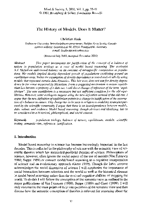 (PDF) The history of models. Does it matter?