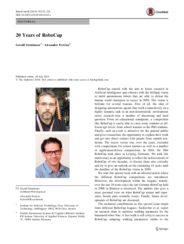 (PDF) 20 Years of RoboCup
