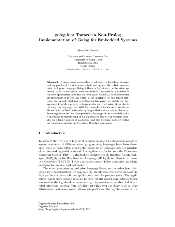 (PDF) golog.lua: Towards a Non-Prolog Implementation of Golog for ...