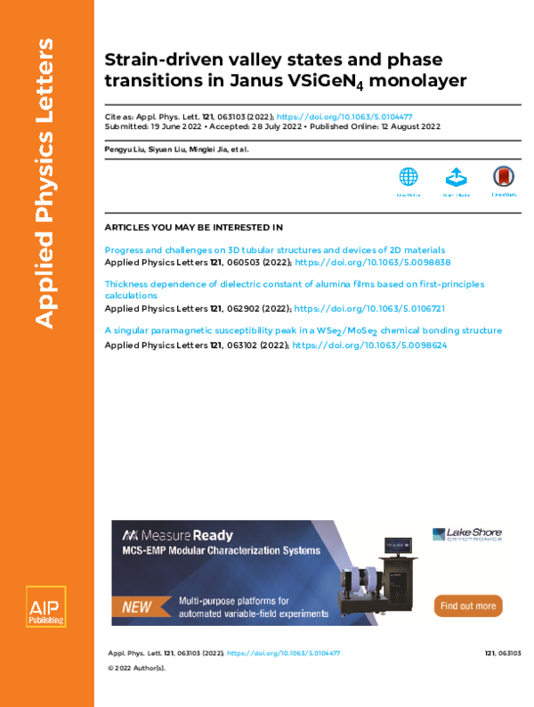 (PDF) Strain-driven valley states and phase transitions in Janus ...
