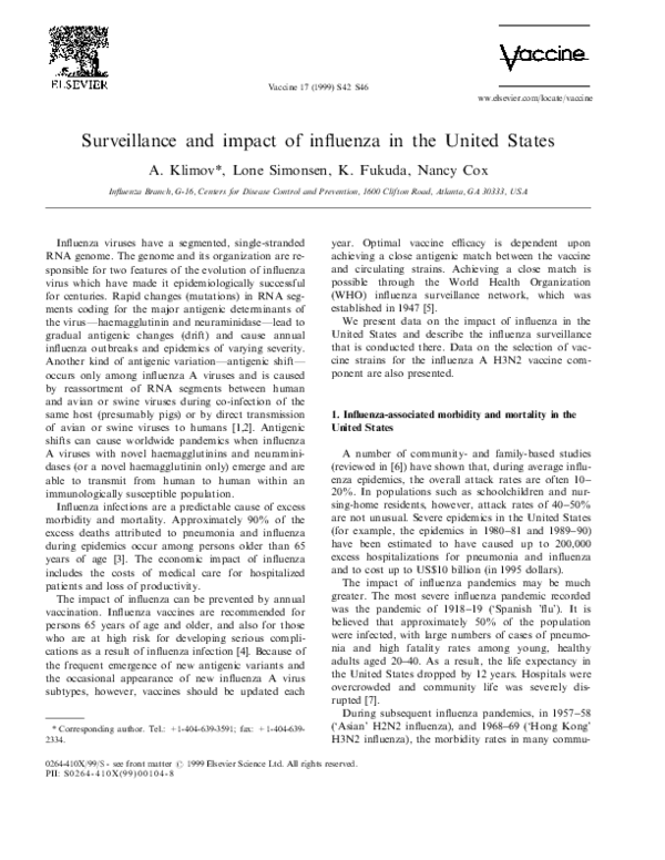 (PDF) Surveillance and impact of influenza in the United States