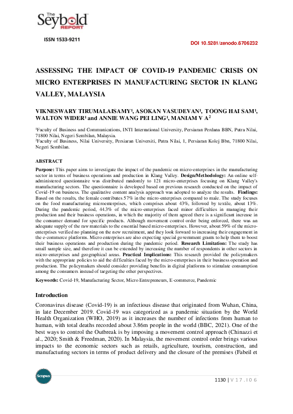 (PDF) Assessing the Impact of COVID-19 Pandemic Crisis on Micro ...