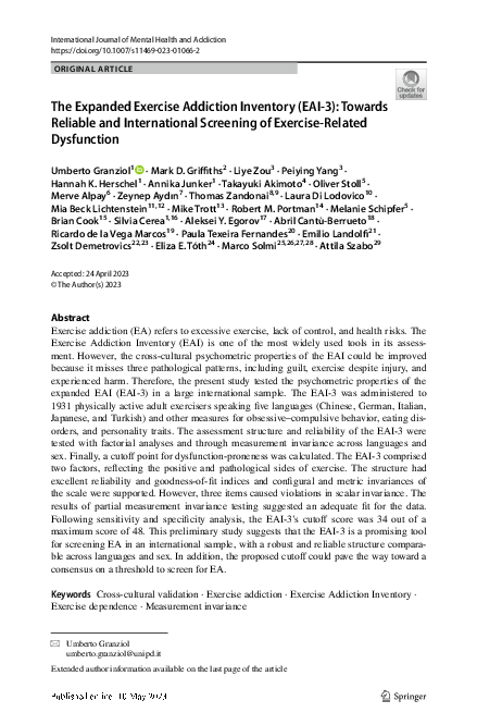 (PDF) The Expanded Exercise Addiction Inventory (EAI-3): Towards ...