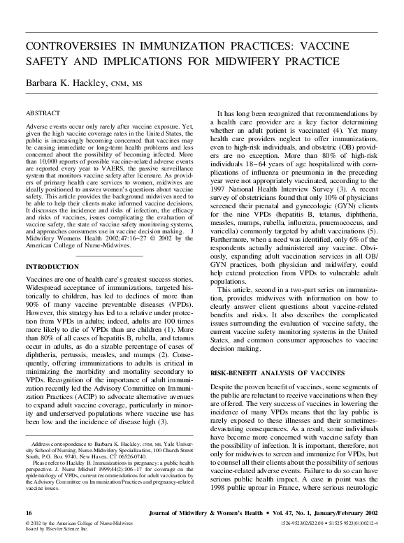 (PDF) Controversies in Immunization Practices: Vaccine Safety and ...