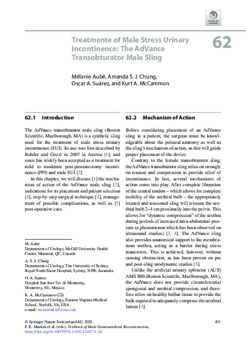 (PDF) Treatmente of Male Stress Urinary Incontinence The AdVance
