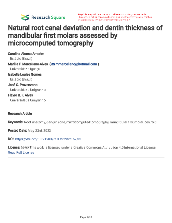 (PDF) Natural root canal deviation and dentin thickness of mandibular ...