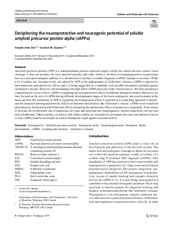 (PDF) Deciphering the neuroprotective and neurogenic potential of ...