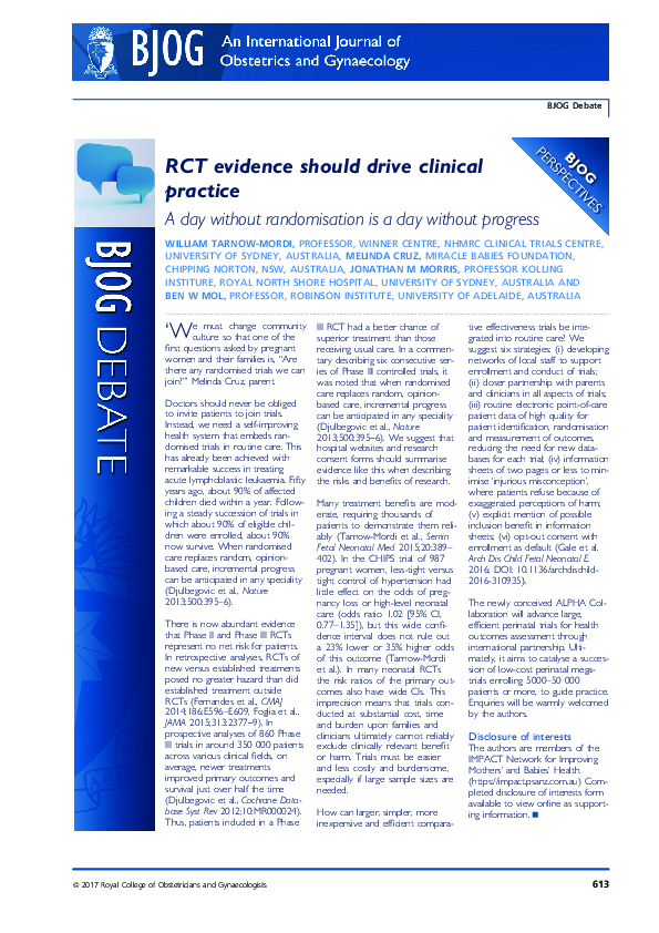 (PDF) RCT evidence should drive clinical practice: A day without ...
