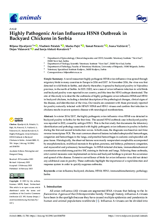 (PDF) Highly Pathogenic Avian Influenza H5N8 Outbreak in Backyard ...