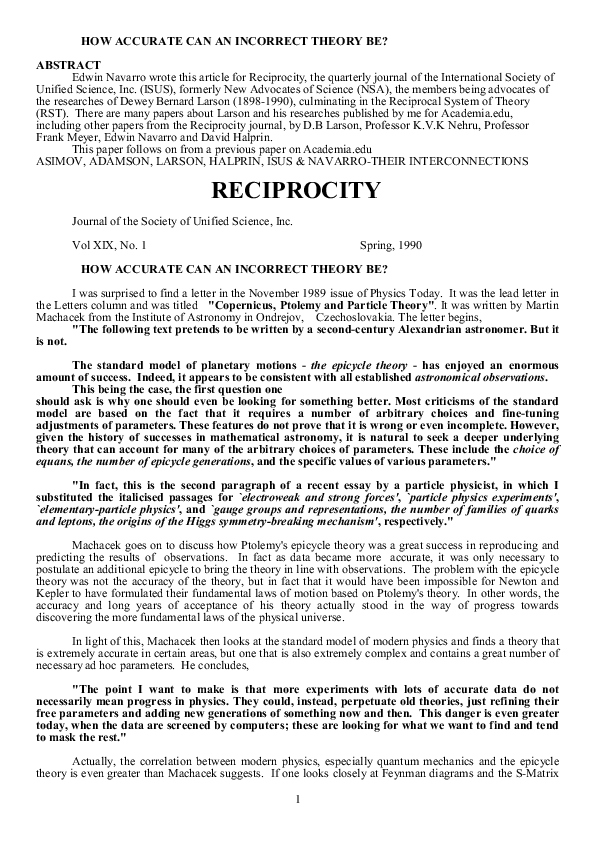 (PDF) How Accurate Can An Incorrect Theory Be?