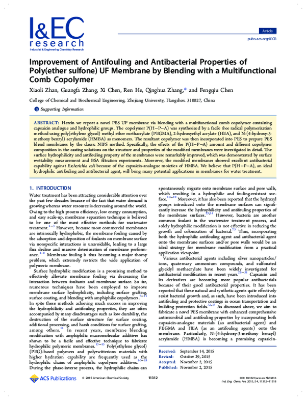 (PDF) Improvement of the antifouling and antibacterial properties of ...