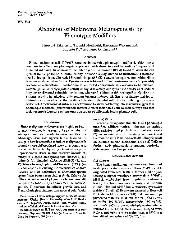 (PDF) Alteration of Melanoma Melanogenesis by Phenotypic Modifiers