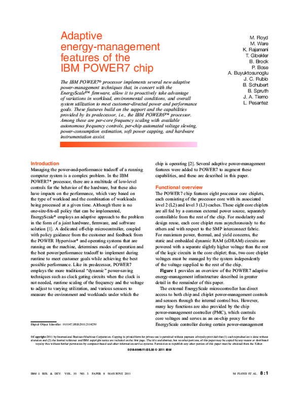 (PDF) Adaptive energy-management features of the IBM POWER7 chip