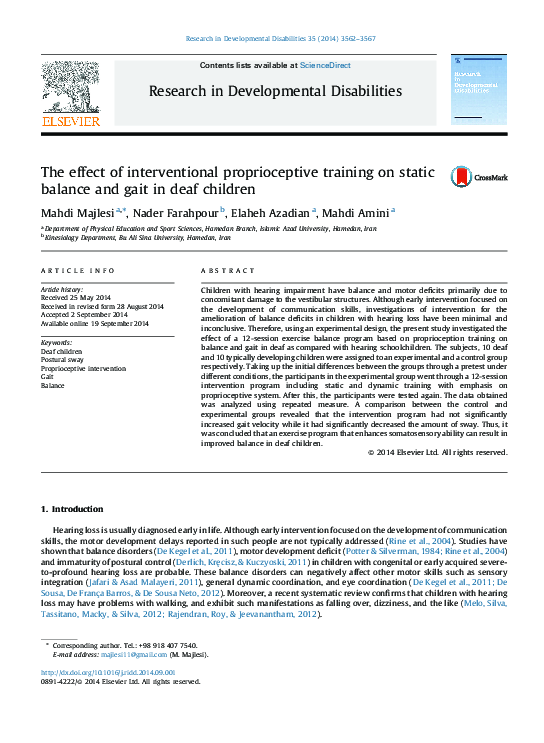 (PDF) The effect of interventional proprioceptive training on static ...