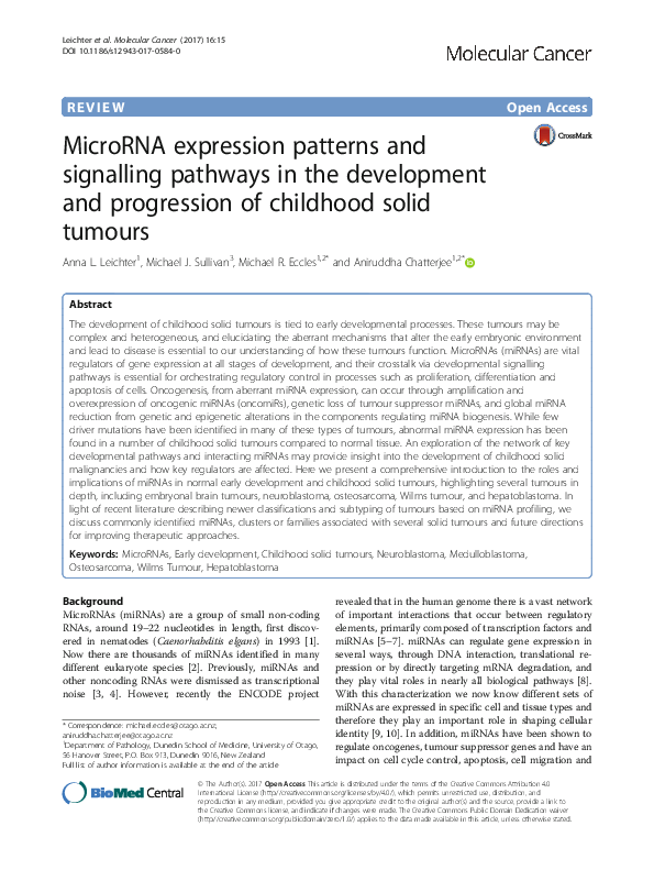 (PDF) MicroRNA expression patterns and signalling pathways in the ...