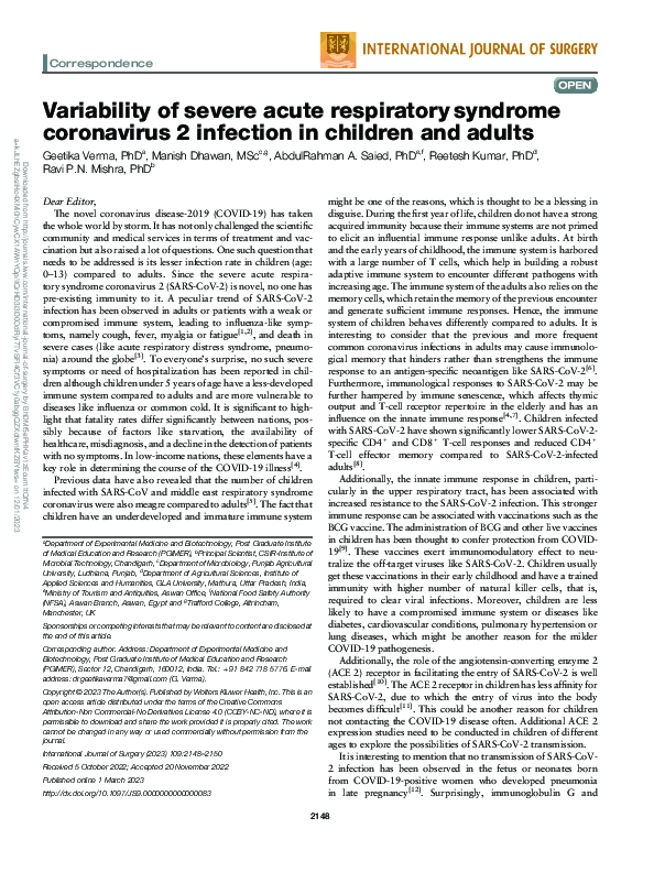 (PDF) Variability of severe acute respiratory syndrome coronavirus 2 ...