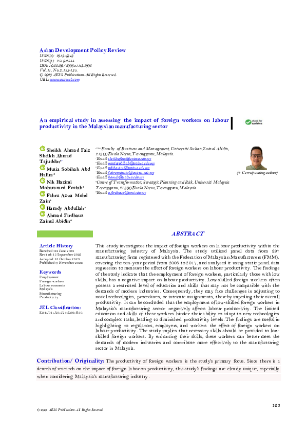 (PDF) An empirical study in assessing the impact of foreign workers on ...