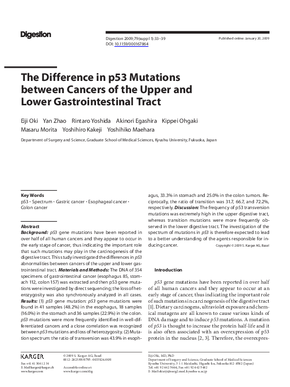 (PDF) The Difference in p53 Mutations between Cancers of the Upper and ...