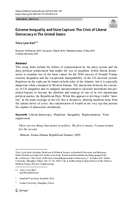 (PDF) Extreme Inequality and State Capture: The Crisis of Liberal ...