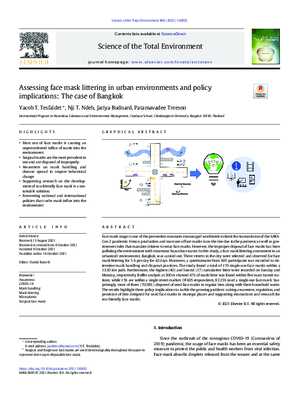 (PDF) Assessing face mask littering in urban environments and policy ...
