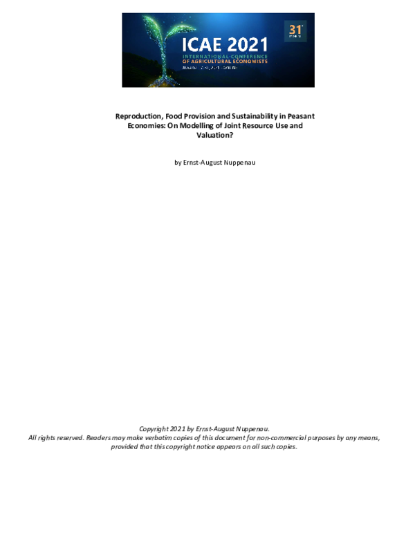(PDF) Reproduction, Food Provision and Sustainability in Peasant ...