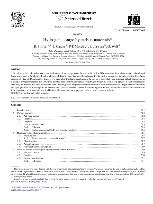 (PDF) Hydrogen storage by carbon materials