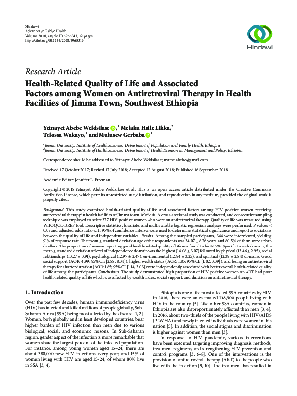 (PDF) Health-Related Quality of Life and Associated Factors among Women ...