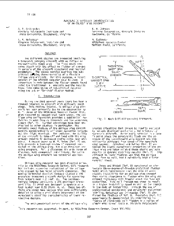 (PDF) Aeroelastic stability characteristics of an oblique wing aircraft