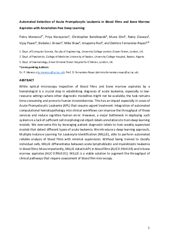 (PDF) Automated Detection of Acute Promyelocytic Leukemia in Blood ...