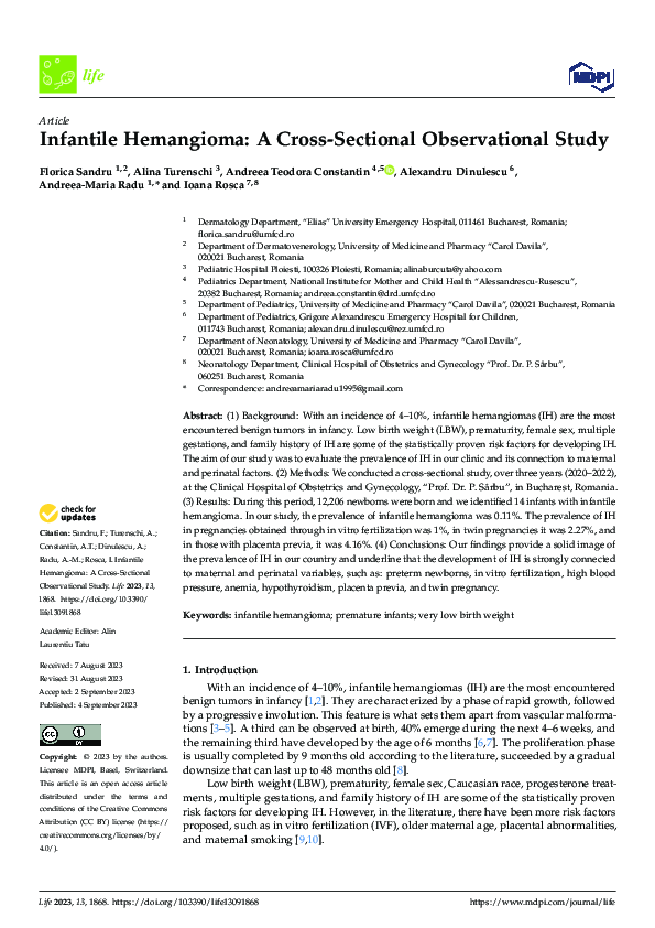 Pdf Infantile Hemangioma A Cross Sectional Observational Study