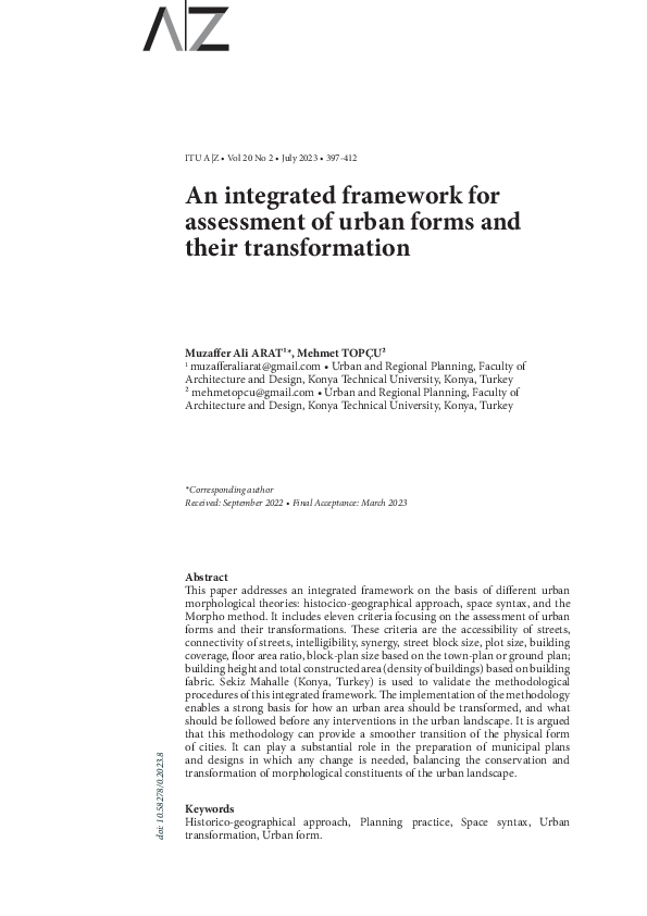 (PDF) An integrated framework for assessment of urban forms and their ...